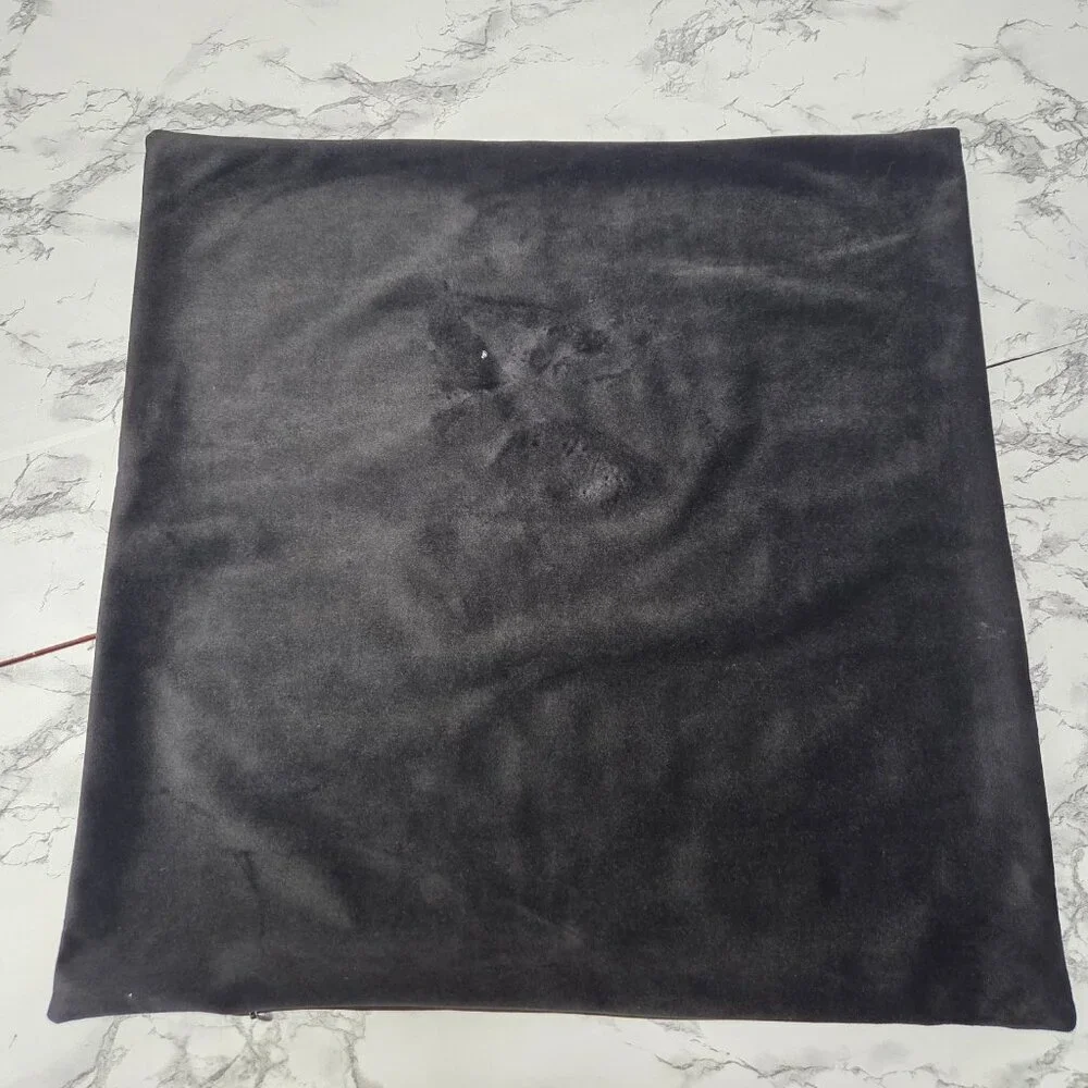 Capricorn Black Velvet Beaded Rhinestone Zipper Decorative Throw Pillow Cover
